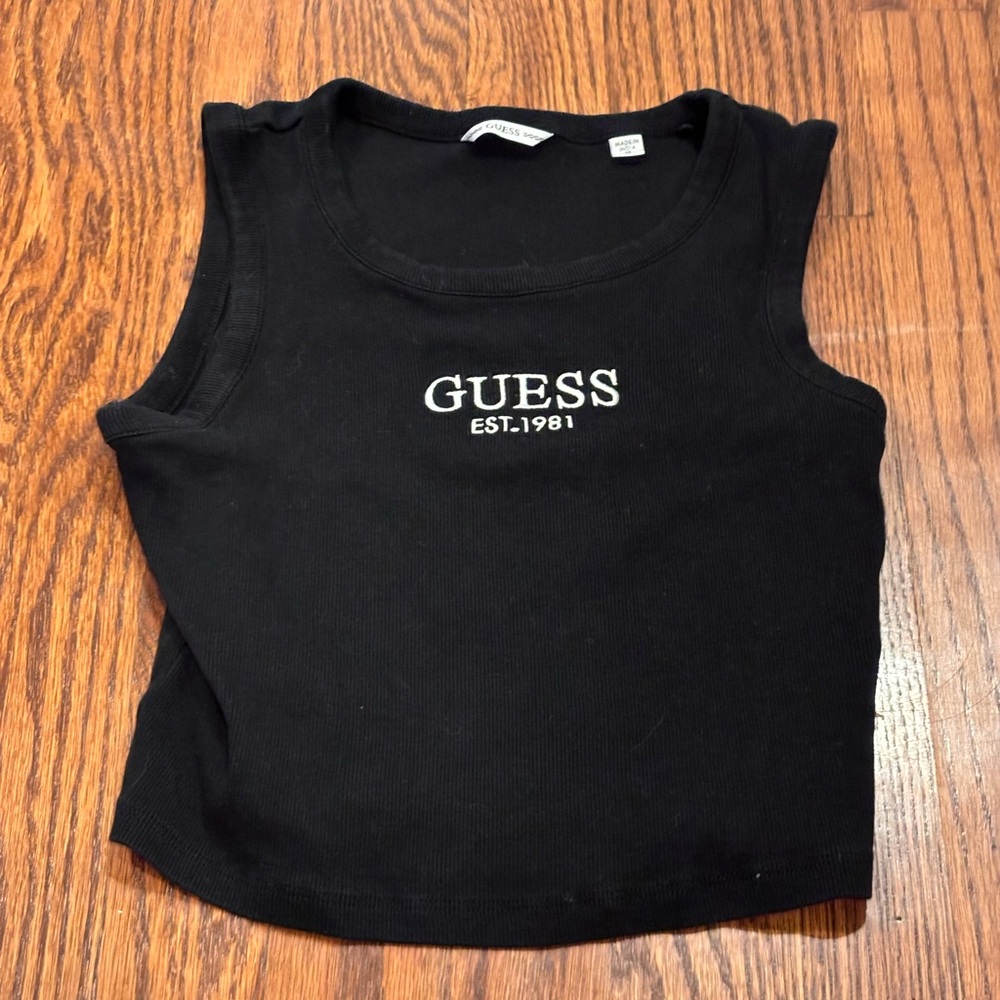 GUESS Black Crop Top with Logo
